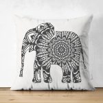 - RealHomes Çift Tarafı Dijital Baskılı Süet Yastık Kırlent Kılıfı - Realhomes Siyah Beyaz Fil Tasarımlı Dijital Baskılı Süet Yastık Kırlent Kılıfı Realhomes