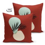 - RealHomes Çift Tarafı Dijital Baskılı Süet Yastık Kırlent Kılıfı - Realhomes  Bordo Zeminli Tropik Yaprak Detaylı Süet Yastık Kırlent Kılıfı Realhomes