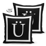 - RealHomes Çift Tarafı Dijital Baskılı Süet Yastık Kırlent Kılıfı - Realhomes  Siyah Zemin Beyaz Çerçeveli Ü Harfi Dijital Baskılı Süet Yastık Kırlent Kılıfı Realhomes