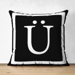 - RealHomes Çift Tarafı Dijital Baskılı Süet Yastık Kırlent Kılıfı - Realhomes  Siyah Zemin Beyaz Çerçeveli Ü Harfi Dijital Baskılı Süet Yastık Kırlent Kılıfı Realhomes