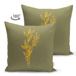 - RealHomes Çift Tarafı Dijital Baskılı Süet Yastık Kırlent Kılıfı - Realhomes Yeşil Zeminli Sarı Onedraw Çizimli Dekoratif Süet Yastık Kırlent Kılıfı Realhomes