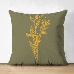- RealHomes Çift Tarafı Dijital Baskılı Süet Yastık Kırlent Kılıfı - Realhomes Yeşil Zeminli Sarı Onedraw Çizimli Dekoratif Süet Yastık Kırlent Kılıfı Realhomes