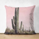 - RealHomes Çift Tarafı Dijital Baskılı Süet Yastık Kırlent Kılıfı - Realhomes  Retro Kaktüs Resimli Dijital Baskılı Modern Süet Yastık Kırlent Kılıfı Realhomes