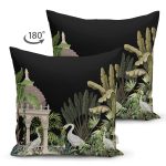 - RealHomes Çift Tarafı Dijital Baskılı Süet Yastık Kırlent Kılıfı - Realhomes Siyah Zemin Tropik Hayvan & Yaprak Tasarımlı Modern Süet Yastık Kırlent Kılıfı Realhomes
