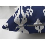 - RealHomes Çift Tarafı Dijital Baskılı Süet Yastık Kırlent Kılıfı - Realhomes Lacivert Zemin Beyaz Damask Tasarımlı Süet Yastık Kırlent Kılıfı Realhomes