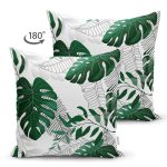 - RealHomes Çift Tarafı Dijital Baskılı Süet Yastık Kırlent Kılıfı - Realhomes  Yeşil Tropik Yaprak Modelli Dekoratif Süet Yastık Kırlent Kılıfı Realhomes