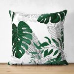 - RealHomes Çift Tarafı Dijital Baskılı Süet Yastık Kırlent Kılıfı - Realhomes  Yeşil Tropik Yaprak Modelli Dekoratif Süet Yastık Kırlent Kılıfı Realhomes
