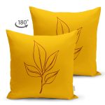 - RealHomes Çift Tarafı Dijital Baskılı Süet Yastık Kırlent Kılıfı - Realhomes  Hardal Zemin Yaprak Dalı Özel Tasarım Süet Yastık Kırlent Kılıfı Realhomes