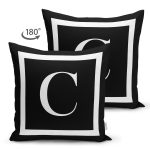 - RealHomes Çift Tarafı Dijital Baskılı Süet Yastık Kırlent Kılıfı - Realhomes  Siyah Zemin Beyaz Çerçeveli C Harfi Dijital Baskılı Süet Yastık Kırlent Kılıfı Realhomes