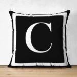 - RealHomes Çift Tarafı Dijital Baskılı Süet Yastık Kırlent Kılıfı - Realhomes  Siyah Zemin Beyaz Çerçeveli C Harfi Dijital Baskılı Süet Yastık Kırlent Kılıfı Realhomes
