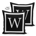 - RealHomes Çift Tarafı Dijital Baskılı Süet Yastık Kırlent Kılıfı - Realhomes Siyah Zemin Beyaz Çerçeveli W Harfi Dijital Baskılı Süet Yastık Kırlent Kılıfı Realhomes