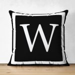 - RealHomes Çift Tarafı Dijital Baskılı Süet Yastık Kırlent Kılıfı - Realhomes Siyah Zemin Beyaz Çerçeveli W Harfi Dijital Baskılı Süet Yastık Kırlent Kılıfı Realhomes