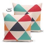 - RealHomes Çift Tarafı Dijital Baskılı Süet Yastık Kırlent Kılıfı - Realhomes  Renkli Geometrik Üçgen Motifli Dijital Baskılı Süet Yastık Kırlent Kılıfı Realhomes