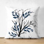 - RealHomes Çift Tarafı Dijital Baskılı Süet Yastık Kırlent Kılıfı - Realhomes Beyaz Zemin Dal Tasarımlı Dekoratif Süet Yastık Kırlent Kılıfı Realhomes