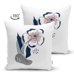 - RealHomes Çift Tarafı Dijital Baskılı Süet Yastık Kırlent Kılıfı - Realhomes  Beyaz Zemin Soft Çiçek Temalı Süet Yastık Kırlent Kılıfı Realhomes