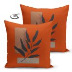 - RealHomes Çift Tarafı Dijital Baskılı Süet Yastık Kırlent Kılıfı - Realhomes  Yanık Turuncu Zemin Yaprak Motifli Modern Süet Yastık Kırlent Kılıfı Realhomes