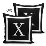 - RealHomes Çift Tarafı Dijital Baskılı Süet Yastık Kırlent Kılıfı - Realhomes  Siyah Zemin Beyaz Çerçeveli X Harfi Dijital Baskılı Süet Yastık Kırlent Kılıfı Realhomes