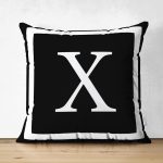 - RealHomes Çift Tarafı Dijital Baskılı Süet Yastık Kırlent Kılıfı - Realhomes  Siyah Zemin Beyaz Çerçeveli X Harfi Dijital Baskılı Süet Yastık Kırlent Kılıfı Realhomes