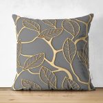 - RealHomes Çift Tarafı Dijital Baskılı Süet Yastık Kırlent Kılıfı - Realhomes Gold Detaylı Yaprak Motifli Özel Tasarım Dekoratif Süet Yastık Kırlent Kılıfı Realhomes