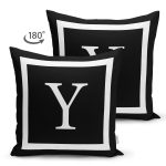- RealHomes Çift Tarafı Dijital Baskılı Süet Yastık Kırlent Kılıfı - Realhomes  Siyah Zemin Beyaz Çerçeveli Y Harfi Dijital Baskılı Süet Yastık Kırlent Kılıfı Realhomes
