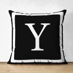 - RealHomes Çift Tarafı Dijital Baskılı Süet Yastık Kırlent Kılıfı - Realhomes  Siyah Zemin Beyaz Çerçeveli Y Harfi Dijital Baskılı Süet Yastık Kırlent Kılıfı Realhomes