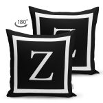- RealHomes Çift Tarafı Dijital Baskılı Süet Yastık Kırlent Kılıfı - Realhomes Siyah Zemin Beyaz Çerçeveli Z Harfi Dijital Baskılı Süet Yastık Kırlent Kılıfı Realhomes
