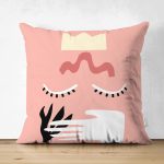 - RealHomes Çift Tarafı Dijital Baskılı Süet Yastık Kırlent Kılıfı - Realhomes Pembe Zemin Onedraw Temalı Dekoratif Süet Yastık Kırlent Kılıfı Realhomes