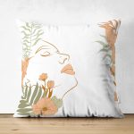 - RealHomes Çift Tarafı Dijital Baskılı Süet Yastık Kırlent Kılıfı - Realhomes  Çiçek Sarkıları Kadın Sureti Modern Süet Yastık Kırlent Kılıfı Realhomes