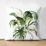 - RealHomes Çift Tarafı Dijital Baskılı Süet Yastık Kırlent Kılıfı - Realhomes  Yeşil Tropik Yaprak Tasarımlı Dekoratif Süet Yastık Kırlent Kılıfı Realhomes
