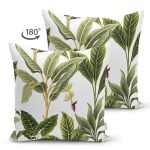 - RealHomes Çift Tarafı Dijital Baskılı Süet Yastık Kırlent Kılıfı - Realhomes  Yeşil Tropik Yaprak Motifli Modern Süet Yastık Kırlent Kılıfı Realhomes