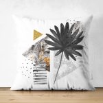 - RealHomes Çift Tarafı Dijital Baskılı Süet Yastık Kırlent Kılıfı - Realhomes Siyah Çiçek Üçgen Tasarımlı Dijital Baskılı Süet Yastık Kırlent Kılıfı Realhomes