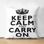 Keep Calm And Carry On Dekoratif Süet Yastık Kırlent Kılıfı Realhomes