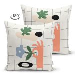 - RealHomes Çift Tarafı Dijital Baskılı Süet Yastık Kırlent Kılıfı - Realhomes Onedraw Krem Tasarımlı Süet Yastık Kırlent Kılıfı Realhomes