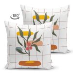 - RealHomes Çift Tarafı Dijital Baskılı Süet Yastık Kırlent Kılıfı - Realhomes Çizgili Zemin Çiçek Motifli Dijital Baskılı Süet Yastık Kırlent Kılıfı Realhomes