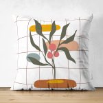 - RealHomes Çift Tarafı Dijital Baskılı Süet Yastık Kırlent Kılıfı - Realhomes Çizgili Zemin Çiçek Motifli Dijital Baskılı Süet Yastık Kırlent Kılıfı Realhomes