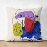 - RealHomes Çift Tarafı Dijital Baskılı Süet Yastık Kırlent Kılıfı - Realhomes Suluboya Yüz Motifli Dijital Baskılı Dekoratif Süet Yastık Kırlent Kılıfı Realhomes