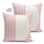 - RealHomes Çift Tarafı Dijital Baskılı Süet Yastık Kırlent Kılıfı - Realhomes Pembe Çizgili Özel Tasarım Dekoratif Süet Yastık Kırlent Kılıfı Realhomes