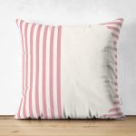 - RealHomes Çift Tarafı Dijital Baskılı Süet Yastık Kırlent Kılıfı - Realhomes Pembe Çizgili Özel Tasarım Dekoratif Süet Yastık Kırlent Kılıfı Realhomes