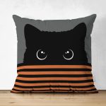 - RealHomes Çift Tarafı Dijital Baskılı Süet Yastık Kırlent Kılıfı - Realhomes Turuncu Çizgili Karakedi Tasarımlı Dekoratif Süet Yastık Kırlent Kılıfı Realhomes