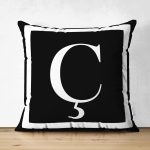 - RealHomes Çift Tarafı Dijital Baskılı Süet Yastık Kırlent Kılıfı - Realhomes Siyah Zemin Beyaz Çerçeveli Ç Harfi Dijital Baskılı Süet Yastık Kırlent Kılıfı Realhomes