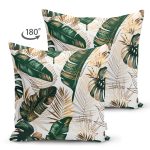 - RealHomes Çift Tarafı Dijital Baskılı Süet Yastık Kırlent Kılıfı - Realhomes Gold Detaylı Tropik Yaprak Tasarımlı Dekoratif Süet Yastık Kırlent Kılıfı Realhomes