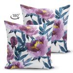 - RealHomes Çift Tarafı Dijital Baskılı Süet Yastık Kırlent Kılıfı - Realhomes Mor Suluboya Motifli Gül Tasarımlı Modern Süet Yastık Kırlent Kılıfı Realhomes