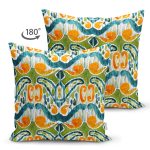 Yeşil Damask Tasarımlı Dijital Baskılı Dekoratif Süet Yastık Kırlent Kılıfı Realhomes