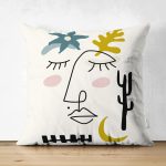 - RealHomes Çift Tarafı Dijital Baskılı Süet Yastık Kırlent Kılıfı - Realhomes Onedraw Soyut Çizimli Dijital Baskılı Süet Yastık Kırlent Kılıfı Realhomes