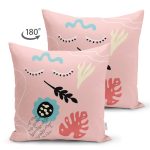 - RealHomes Çift Tarafı Dijital Baskılı Süet Yastık Kırlent Kılıfı - Realhomes Pembe Zemin Onedraw Temalı Dekoratif Süet Yastık Kırlent Kılıfı Realhomes