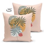- RealHomes Çift Tarafı Dijital Baskılı Süet Yastık Kırlent Kılıfı - Realhomes Pudra Zemin Tropik Yaprak Tasarımlı Süet Yastık Kırlent Kılıfı Realhomes