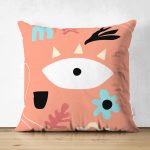 - RealHomes Çift Tarafı Dijital Baskılı Süet Yastık Kırlent Kılıfı - Realhomes Turuncu Zemin Onedraw Motifli Süet Yastık Kırlent Kılıfı Realhomes