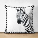 - RealHomes Çift Tarafı Dijital Baskılı Süet Yastık Kırlent Kılıfı - Realhomes Damalı Çerçeve Motifli Zebra Desenli Dekoratif Süet Yastık Kırlent Kılıfı Realhomes