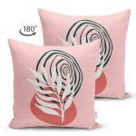 - RealHomes Çift Tarafı Dijital Baskılı Süet Yastık Kırlent Kılıfı - Realhomes Pembe Zemin Yaprak Çizimli Onedraw Temalı Modern Süet Yastık Kırlent Kılıfı Realhomes