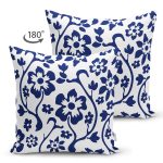 - RealHomes Çift Tarafı Dijital Baskılı Süet Yastık Kırlent Kılıfı - Realhomes Beyaz Zemin Lacivert Gül Motifli Dekoratik Süet Yastık Kırlent Kılıfı Realhomes